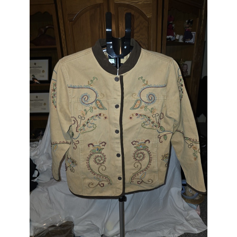 Denim And Co. Embroidered Jacket. Western, Boho,Cottagecore,‎ Lagonlook, Y2K.